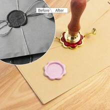 1pc Wax Seal Stamp Mold Circular Frame Holder Metal Ring Stamp Head Wax Granule Cover Shaper - Gold - View 4