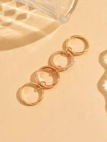 1pc Fashionable Stackable Bonded Stacked Ring, Detachable Wear Suitable For Women's Daily Outfit And Casual/Commute Wear - Multicolor - View 3