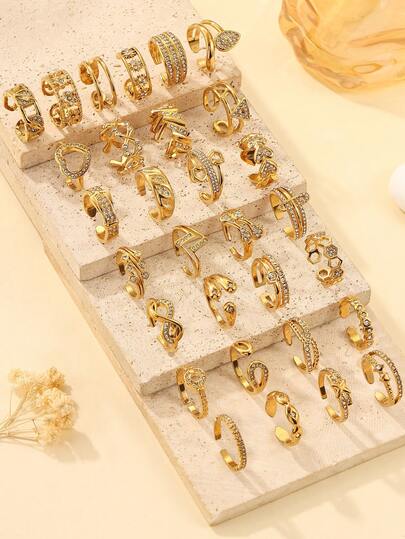 4/6/9件套精致水钻指节戒指 - 波西米亚风INS风开口戒指，时尚饰品礼品 | 随机发货或整套购买