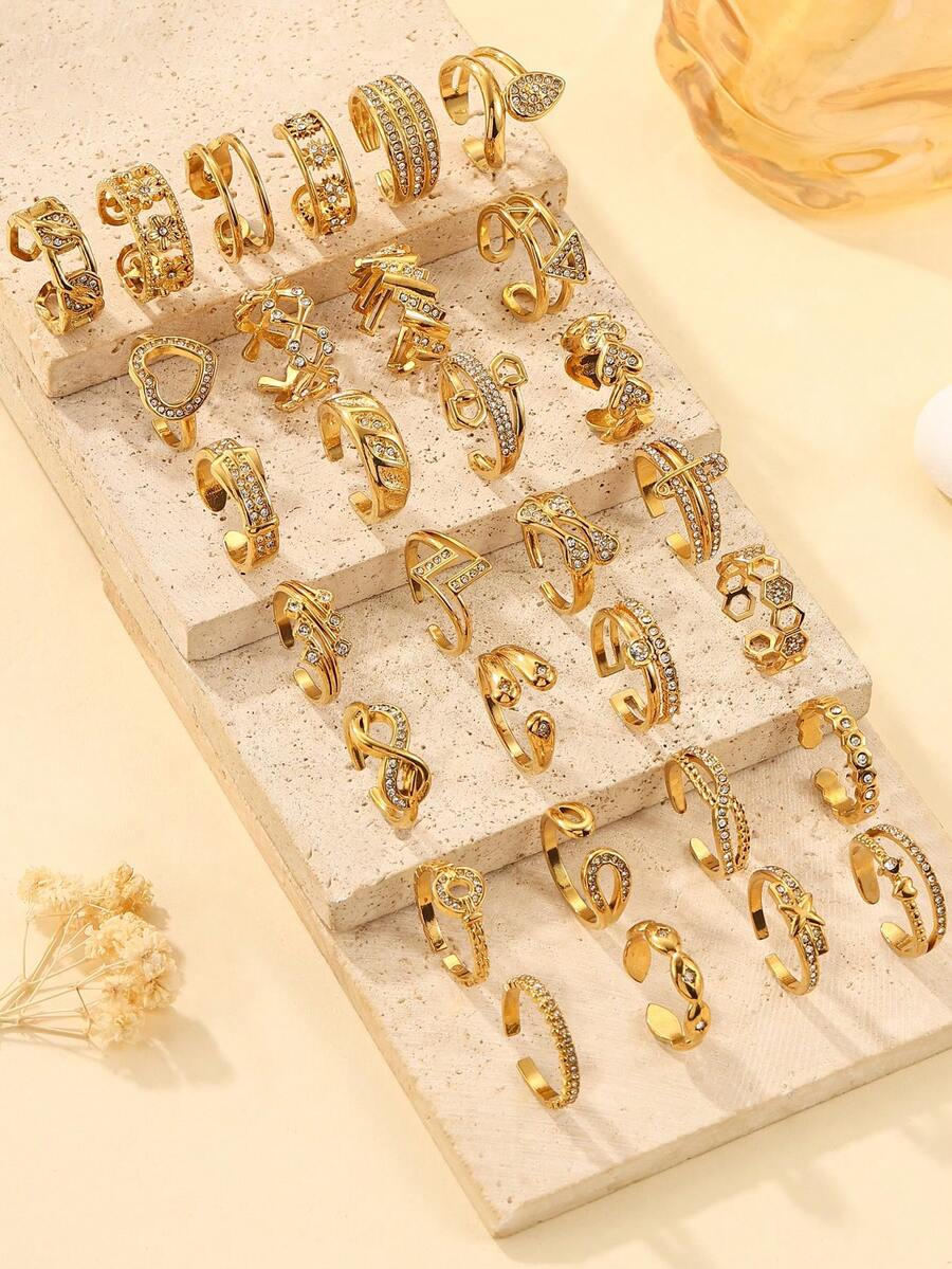 4/6/9件套精致水钻指节戒指 - 波西米亚风INS风开口戒指，时尚饰品礼品 | 随机发货或整套购买