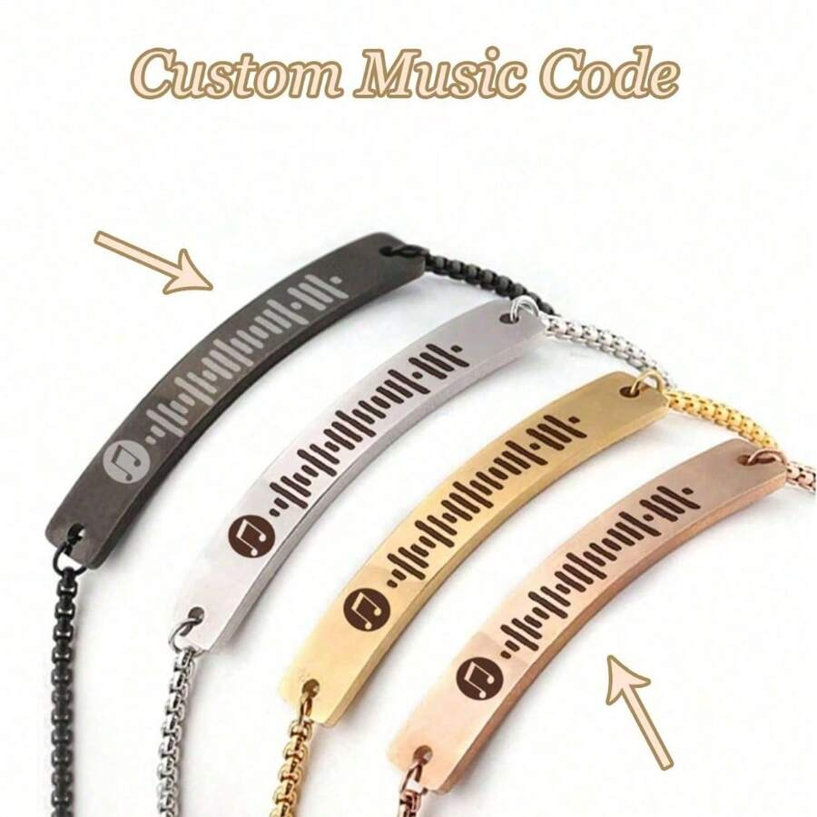 1PC Customized Music Fashion Adjustable Bracelet, Personalized Song Bracelet, Unique Ideal Gifts For Her Girlfriend, Mom, Family, Friends, For Anniversaries, For Birthdays, For Daily Wear, For Valentine's Day - Multicolor - View 1
