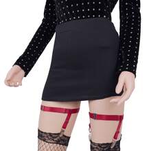 2 件装朋克风女士腿部吊袜带大腿束缚带弹力可调节长筒袜夹腿环吊袜带