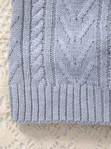 Infant Boys' Collegiate Style Solid Color Cable Knit Sweater Vest, Spring/Summer - Light Grey - View 6