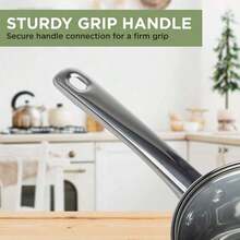 Ecolution Sartén de acero inoxidable con parte inferior encapsulada a juego tapas ventiladas de vidrio templado a juego hecha sin PFOA apta para lavavajillas 1 cuarto de galón color plateado - Multicolor - Ver 5