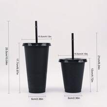 16oz/500ml 24oz/700ml Reusable Cup With Lid & Straw, Suitable For Cold & Hot Drinks, Can Hold Water, Milk, Oatmeal, Tea, Juice, Breakfast, Coffee, Beverages, Great For Cafes, Home, Restaurants, Parties, Offices, Also Suitable As Gifts For Father's Day, Mother's Day, Friends, Partners, Family, Teachers, Colleagues - Multicolor - View 11
