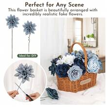 [Free Shipping]Artificial Flowers Combo Box Set Dusty Blue Bouquet Flowers For Wedding Centerpieces Arrangements Bridal Shower Party Decorations Fake Floral For Home - 塵藍 - 查看 5