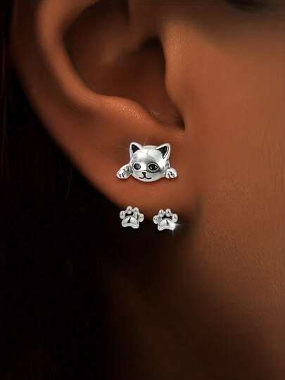 1 Pair Vintage Cat Claw Hook Earrings, Unique Design, Fashionable And Versatile Small Earrings