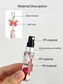 1pc Butterfly Design 5ml Perfume Refill Bottle Keychain For Women Travel Portable Cosmetic Spray Container With Bottom Filling System Girls Gift Idea - 彩色 - 查看 8