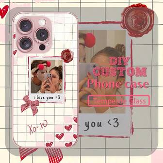 1pc Customized Phone Case, Floral Pattern, Suitable For IPhone, Tempered Glass Material, Anti-Fall, Anti-Fingerprint, TPU Soft Case, Ideal For Personal, Partner, Family, Friend, Birthday, Anniversary Gifts
