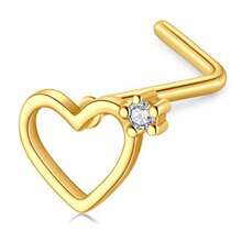 20G Pendiente en forma de L para la nariz, Anillo de nariz de acero inoxidable para mujeres con colgante de flor/corazón/mariposa/luna/estrella de circonita cúbica, Joyería de piercing de nariz