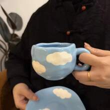 手工不对称陶瓷抹茶杯，情侣杯，适用于浓缩咖啡、拿铁、摩卡或茶，是生日、周年纪念日和情人节的完美礼物 - 彩色 - 查看 23