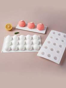 1 pieza Molde esférico de silicona 3D, desmoldado fácil y antiadherente, molde esférico blanco para hornear, adecuado para mousse, fondant, postres de arte azucarado y herramientas de pastelería - Blanco - Ver 6