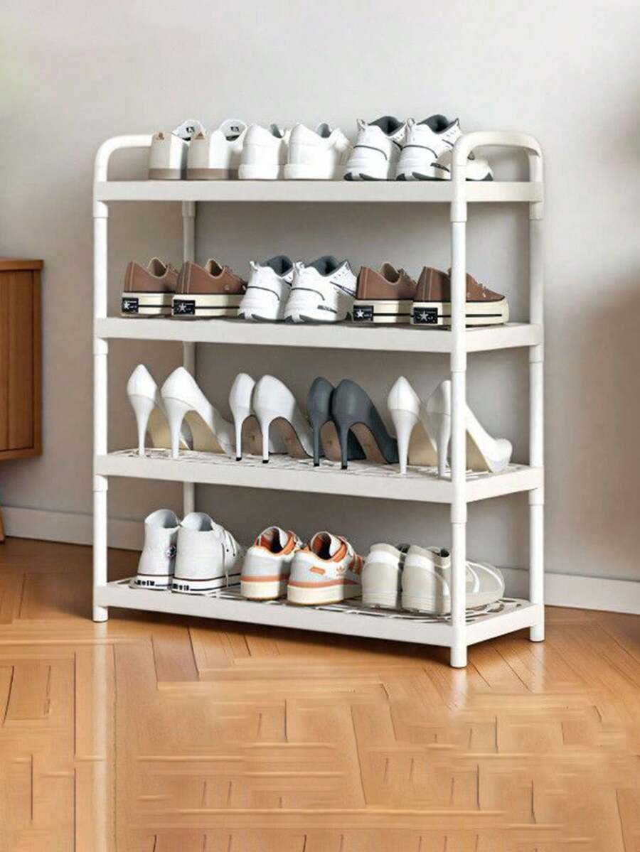 1个塑料简约鞋架，可拆卸，多功能储物架，适用于出租房和宿舍，经久耐用，节省空间，可收纳鞋子、帽子、配饰等，易于组装，轻便实用，是理想的衣柜收纳方案，持久耐用的家居收纳解决方案，非常适合玄关、卧室、公寓和合租空间，减少杂乱，节省地面空间，结构坚固，适合日常使用，可容纳各种鞋码，简约现代外观