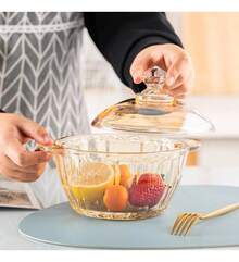 TendenciaRecipiente Ensaladera Con Tapa Vidrio Tazon Multiusos Cocina ÁmbarCalidad premium - Ámbar - Ver 4