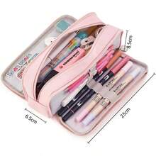 Estuche Grande OIOSEN con 3 Compartimentos para Oficina Bolsa de Lápices Organizador de Cosméticos Morado - Morado - Ver 5