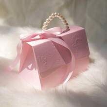 10 st presentaskar av papper med 3D-präglade blommor och pärlhandtag, lämpliga för fester, högtider, bröllop, födelsedagar, presentförpackningar för små evenemang, presentaskar för alla hjärtans dag - Rosa - Visa 6