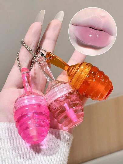 Brillo de labios de gelatina de vidrio hidratante - Fórmula de panal, crea labios hidratados y voluminosos