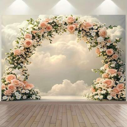 1 PIEZA Hermoso arco floral con fondo de cielo, perfecto para decoraciones de fiestas, adecuado para estudios de fotografía, fiestas de cumpleaños, celebraciones festivas y transmisiones en vivo de influencers. Puede decorar dormitorios, dormitorios, salas de estar y oficinas, creando una escena romántica y natural.