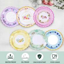 Tyzarglef 48 PCS Floral Paper Plates For Tea Party Decorations, 7 Inch Disposable Dessert Plates For Bridal Shower, Garden, Wedding, Mother'S Day Afternoon Tea Party - ColorA - View 3