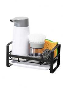 海绵皂托厨房水槽沥水架收纳架海绵皂液器托盘架沥水篮 - 銀色 - 查看 3