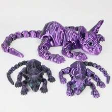 3pcs Large 3D Printed Cat, 19.96 Inches And 9.06 Inches ,ADHD, 3D Printed Sphynx  Cats With Flexible Articulated Joints, Stress Relief Toys For Adults, 3D Printed Animals,Miniature Things,Valentines Gifts,Party Favors,Party Supplies Gifts - Black-purple - View 10