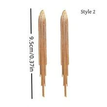 1 đôi bông tai kẹp tóc dài có tua rua thanh lịch, thích hợp cho các buổi hẹn hò, tiệc tùng và là món quà tuyệt vời cho Ngày của Mẹ. - Vàng - Xem 10