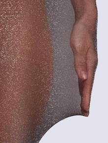 1双女士超薄透明黑色高光亮片连裤袜 - 前卫性感闪亮美腿，适合主题派对、夜店狂欢和浪漫之旅 - 黑色 - 查看 5