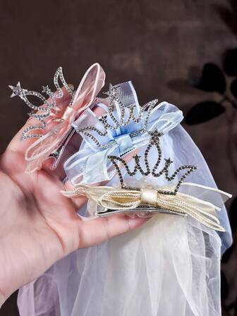 1 st barnkronslöja 3D-prinsessa födelsedagshåraccessoarer pannband för flickor, fotograferingsrekvisita