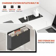 EnHomee 40"W Gaming Desk L-Shaped Computer Desk With Power Outlets Home Office Desk With Storage Shelves For Small Rooms - 白色 - 查看 3