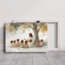 1Pc Religion Wall Arts Posters: Storytelling Paintings With The Godfather And A Group Of Children. Beautiful And Simple Canvas Paintings. Suitable For Bedrooms, Offices And Room Decorations. Print Picture Posters. Canvas Wall Art.(No Frame/Framed)