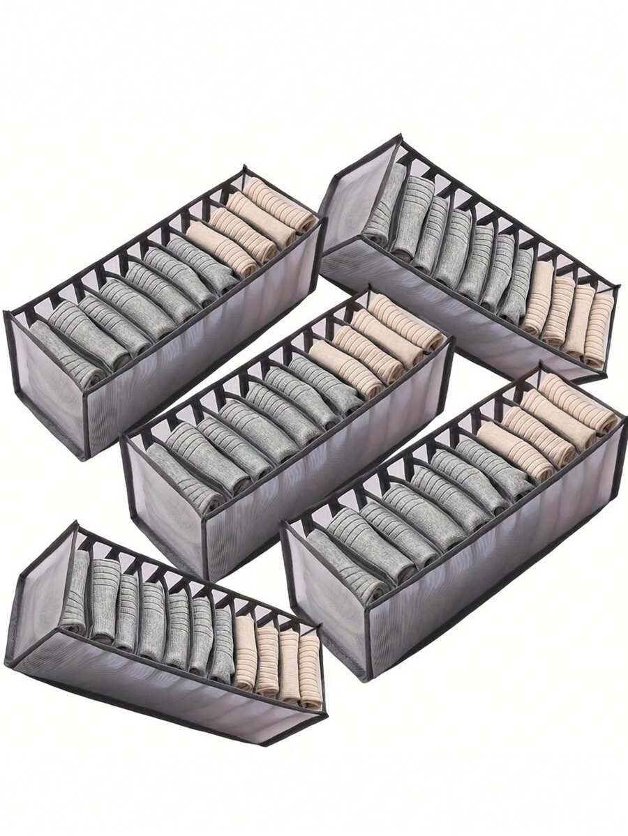Hộp đựng đồ lót và tất gấp gọn (1 cái/3 cái/5 cái/9 cái) - 11 ngăn chia ngăn kéo, thích hợp để cất giữ trong tủ quần áo, hộp đựng đồ lót và tất dạng lưới đơn giản, dùng cho tủ quần áo gia đình.