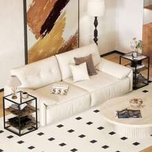 Set Of 2 HOMCOM Coffee Tables, Side Tables With Glass Tops, 3-Tier Living Room Tables, Sofa Tables For Living Room, Bedroom, Hallway, 37 X 40 X 55.5 Cm, Rustic Brown - Camel - View 2