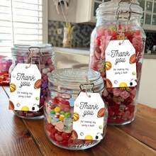 48pcs Sports Thank You Tags, Hang Tags For Gift Wrapping, "Thank You For Making My Party A Ball" Labels, Basketball, Football, Birthday, Shower Party Favor Gift Tags - Multicolor - View 6