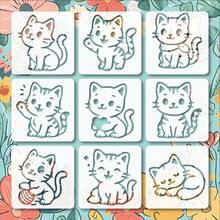 9pcs Cute Cat Pattern Stencils, Reusable, Suitable For Scrapbooking, Card Making, School Projects, Paper Craft, Journaling And DIY Art. - White - View 1