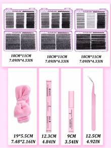 Bộ dụng cụ nối mi D-Curl nhọn 1980 sợi/660 sợi, bộ tự làm mi giả kèm keo dán mi, dụng cụ tháo gỡ & niêm phong, nhíp & băng đô, phù hợp cho đi làm hàng ngày hoặc các dịp lễ hội, thiết kế trang điểm mi tự làm tiện lợi tại nhà. - Nhiều màu - Xem 2