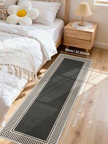 1PC Black Rugs,Modern Minimalist Style, Crystal Velvet Jelly Base Runner Rug,800gsm, Non-Slip Backing, Area Rug, Mat For Living Room, Carpet For Bedroom, Machine Washable Low-Pile, Kitchen Hallway Dining Office, All-Season - Black - View 16