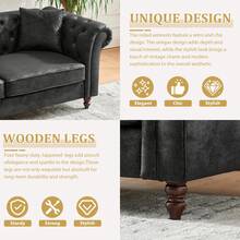 Modern Chesterfield Sofa Couch, 66-Inch PU Leather Loveseat Sofa With Rolled Arms And Tufted Button, Mid Century Modern 2-Seater Sofa Tufted Couch, Deep Seat Small Couch For Living Room, Office - màu đen - Xem 2