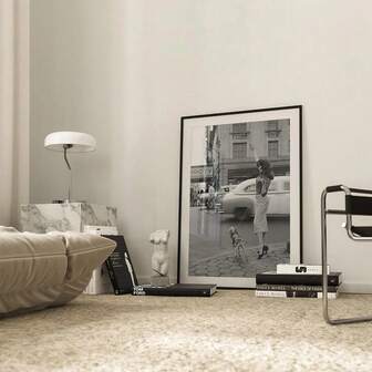 1 Pc Vintage NYC Woman With Dog Print, NYC Black And White Wall Art, Vintage Print, Photography Prints, Museum Quality Photo Art Print Posters Canvas Painting Wall Arts Room Home Decoration Unframed