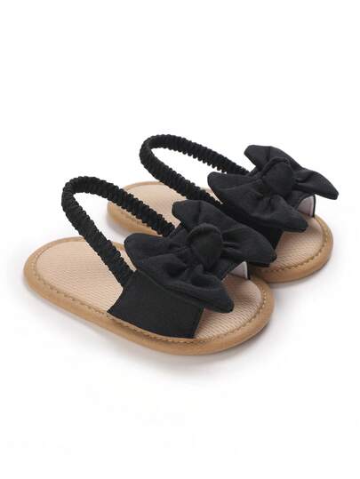 Infant/Toddler Girls' Cute Bow Decor House Slippers, 0-1 Years Old, Summer Sandals