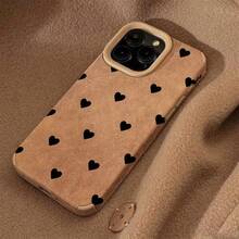 Nueva funda de teléfono de cuerpo completo antideslizante, a prueba de golpes y elegante - Una funda de teléfono de silicona y gamuza con patrón de corazón minimalista y elegante para iPhone 14 Pro Max, para iPhone 16 Pro Max, para iPhone 15 Pro Max, para iPhone 13 Pro Max, para iPhone 12 Pro Max, para iPhone 11 Pro Max/Xs Max/Xr/16E hecha de alta calidad ¡Consigue una funda de teléfono atractiva! - 1 pieza - Ver 1