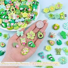 100Pcs Green Slime Charms Assorted Cute Decoden Embellishments, Kawaii Slime Accessories,Candy Heart Bear Bulk Flatback Resin Charm For Phone Junk Cases,ScrapbooFKing Crafting & DIY Decoration - 綠色 - 查看 3