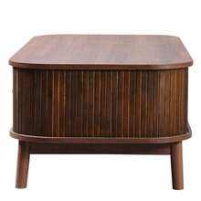 Coffee Table - Rattan Coffee Table, Drawers With Rattan And Sliding Doors With Solid Wood Slats, Solid Wood Legs, Natural Country Style. - Natural Color - View 10