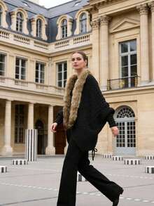 Cardigan For Women Valentine Outfits For Women Plus Size Women Clothes Sweaters For Women Long Sleeve Tops Women Autumn And Winter Fashion New Loose Large Size Sweater Knitted Sweater Lace-Up Cardigan Sweater Women - 黑色 - 查看 1