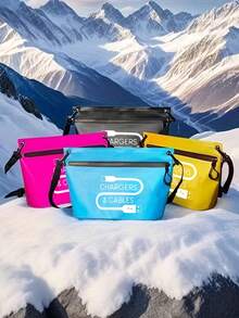 Outdoor Leisure Waterproof Wash Bag - Data Cable Pattern, Mobile Phone Bag, Outdoor Charging Cable Storage, Swimming And Drifting Travel Zipper Storage Bag, Hiking And Floating Boat Swimming Bag, Outdoor Sports, Camping, Miscellaneous Medicine Data Cable Storage, Suitable For Camping And Hiking Enthusiasts, Companions, Family, Friends, Hiking Clubs, Event Gifts, Birthday Gifts ,Travel Essential Bag - Multicolor - View 6