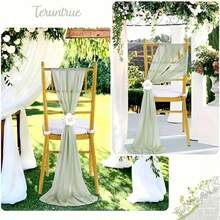 1/5/10/20 Stücke Stuhlschärpe, salbeigrün & rosa Schleife, Hochzeitsgang Stuhl Dekoration, geeignet für Gangdekoration, Partyveranstaltungen, Taufe - Verschiedenfarbig - Übersicht 4