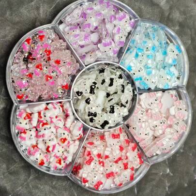 70颗/盒卡通装饰珠，可爱树脂动物吊坠，适合美甲装饰