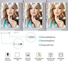 Favourite Gift Vanity Table Makeup With 10 Led Lighted Mirror Dressing Open Shelf And 7 Drawers - Black - View 10