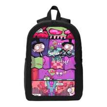 Anime Character Zim Backpack, A Stylish, Large-Capacity Daily Bookbag - 黑色 - 查看 2