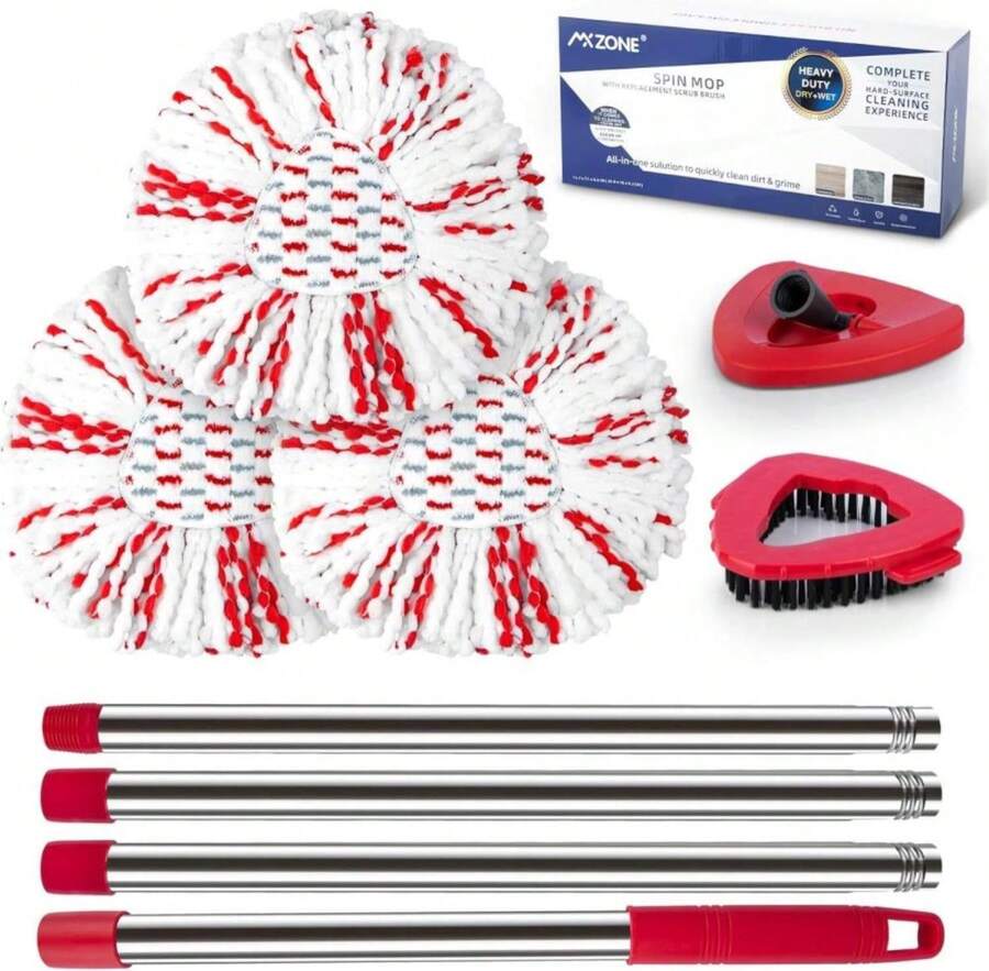 MXZONE Scrubber Mop Head Replacement Compatible With O Cedar EasyWring 1 Tank System, Spin Mop Scrub Brush Head, Hard Bristle Cleaning Brush Attachment For Kitchen Tile Floor, Not Fit RinseClean - ColorN - 查看 1