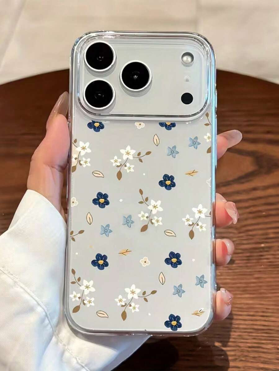 1 chiếc ốp lưng TPU trong suốt, họa tiết hoa INS tối giản, lỗ lớn, tương thích với iPhone 11/12/13/14/15/16/17/17 Pro Max. Ốp lưng điện thoại trong suốt, mềm mại, chống sốc. - Trong sáng - Xem 1